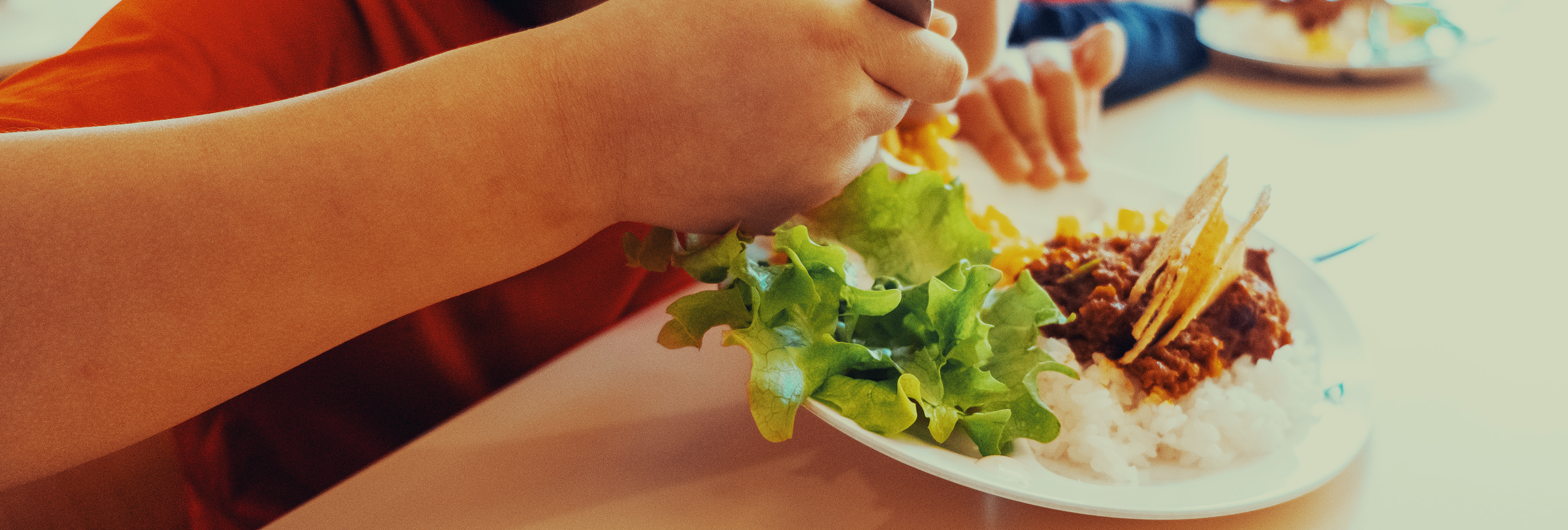 Students enjoying real food at school